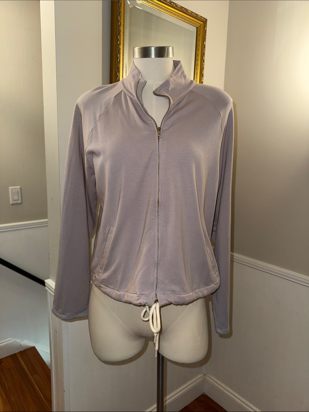 Monrow Lavender Crewneck Zip Jacket  Medium NWT